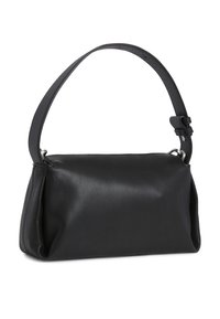 Borsa a tracolla in pelle nera con corpo morbido, manico corto e design minimalista. Caratterizzata da una texture liscia e senza dettagli hardware visibili.
