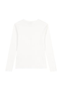 Wit katoenen shirt met lange mouwen, voorzien van een ronde hals en een gladde textuur. Eenvoudig design zonder zichtbare patronen of accenten.