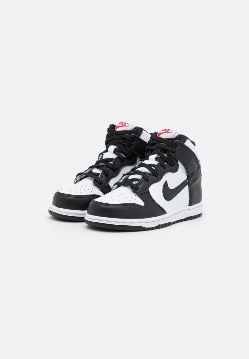 nike dunk high black white university red
