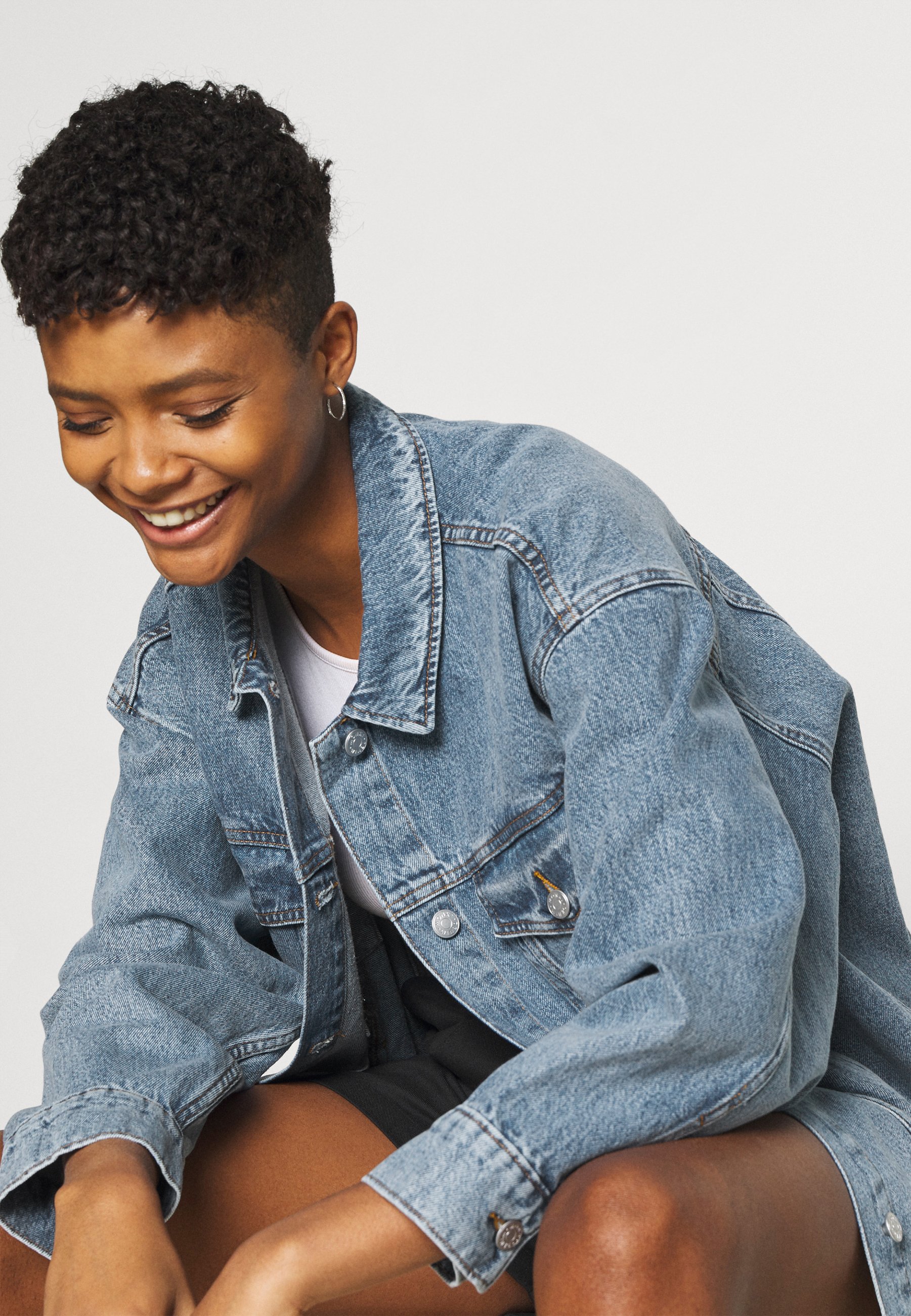 monki black denim jacket