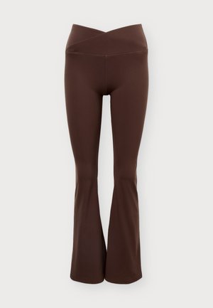Even&Odd active by Zalando, ESSENTIAL STUDIO FULL LENGTH FLARED LEGGINGS WITH V WAISTBAND - Leggings - dark brown