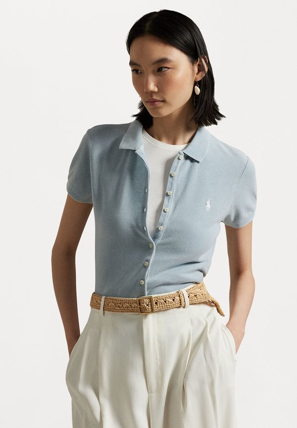 Buttoned Placket Polo Shirt - Polo shirt - light indigo