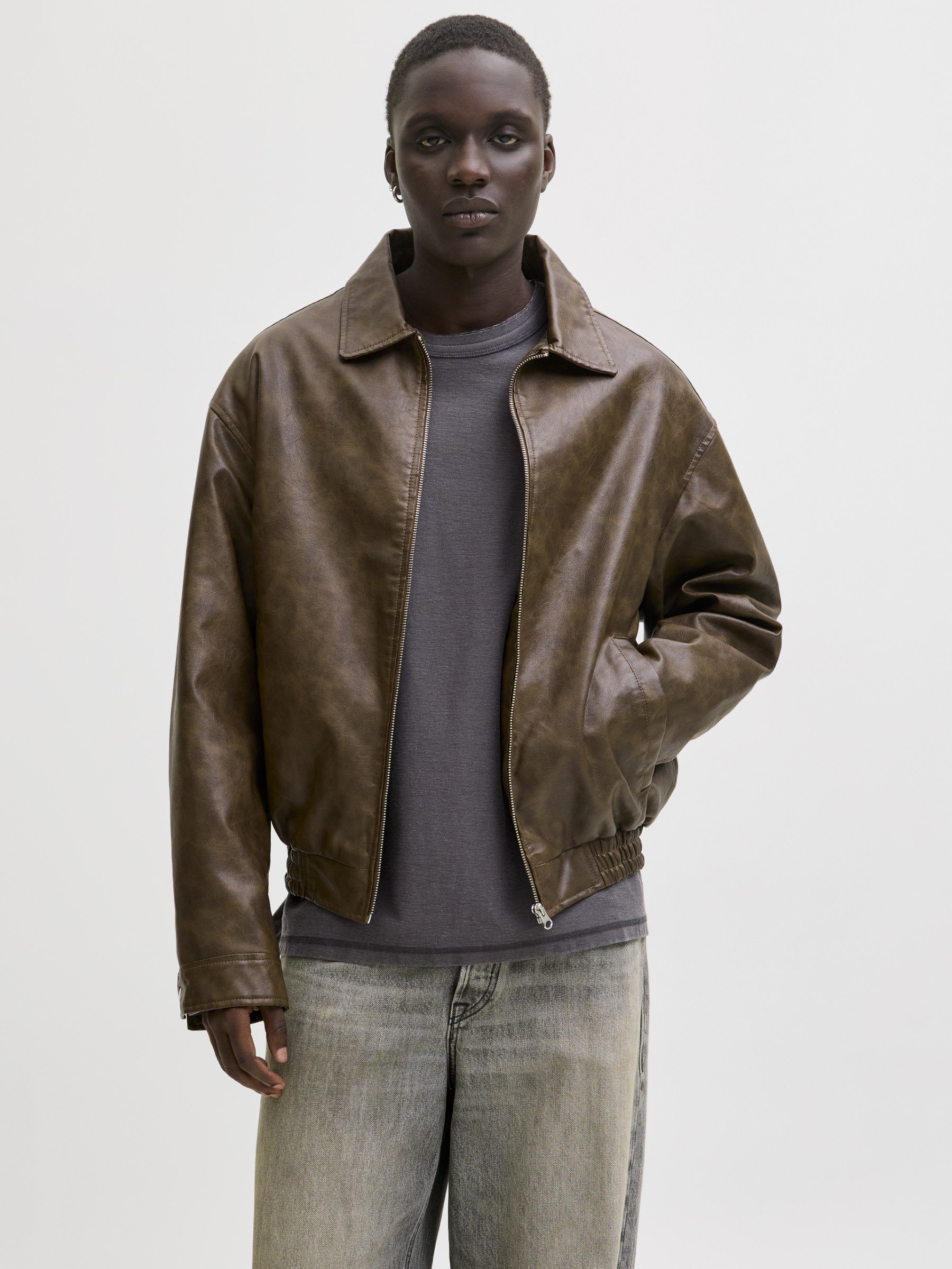 Jack & Jones JJLEON - Faux leather jacket - chocolate brown/brown