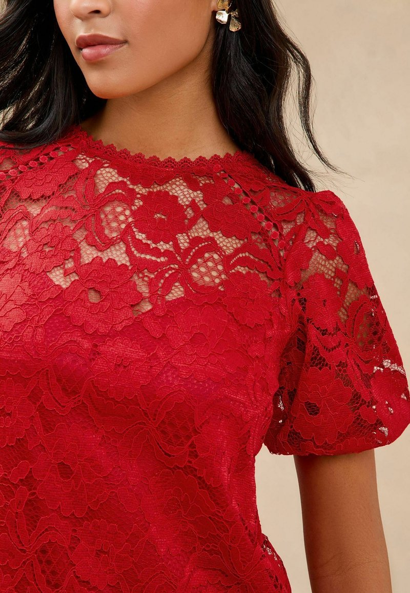 chinese dress ladies Red Dahlia Satin and Lace Mini Dress