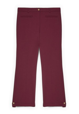 Fiorella Rubino, PANTALONI CROPPED CON RISVOLTO E BOTTONE - Bukser - bordeaux
