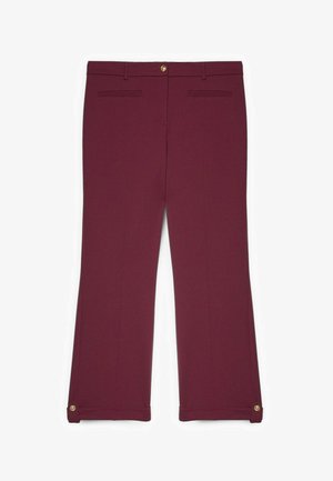 Fiorella Rubino, PANTALONI CROPPED CON RISVOLTO E BOTTONE - Broek - bordeaux