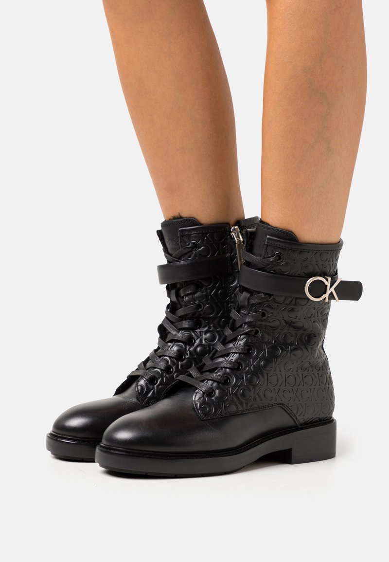 Calvin Klein COMBAT BOOT Laceup ankle boots seasonal black/black