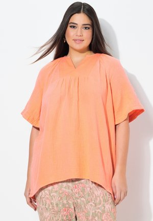 SHORT SLEEVE SPLIT NECK - Tunika - coral