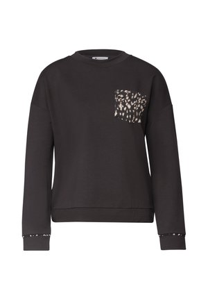 Street One, LONG-SLEEVE SHIRT WITH DEER-PRINT DETAILS - Sweatshirt - black coffee