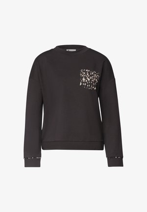 Street One, LONG-SLEEVE SHIRT WITH DEER-PRINT DETAILS - Sweatshirt - black coffee