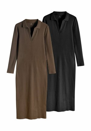 REGULAR FIT - 2 PACK - Strickkleid - black chocolate brown