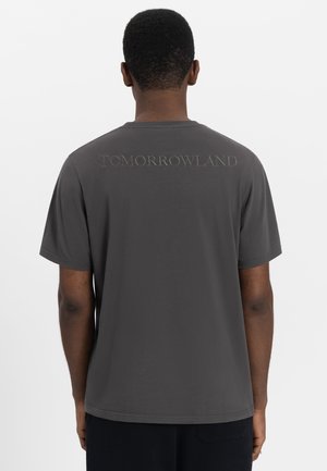 BACK WASHED  - Print T-shirt - deep black
