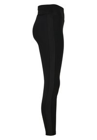 Urban Classics LADIES HIGHWAIST SHINY STRIPE LEGGINGS - Leggings - Pantaloni - black/black