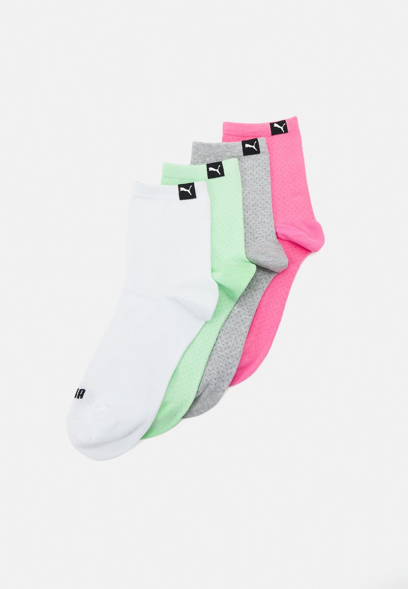 Puma WOMEN SHORT SOCK 4 PACK Sokken pink / grey mélange combo/green