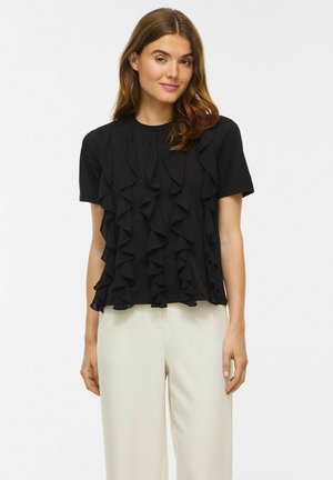 VILA, SHORT-SLEEVED T-SHIRT VIORDA ROUND NECK - T-Shirt print - black beauty