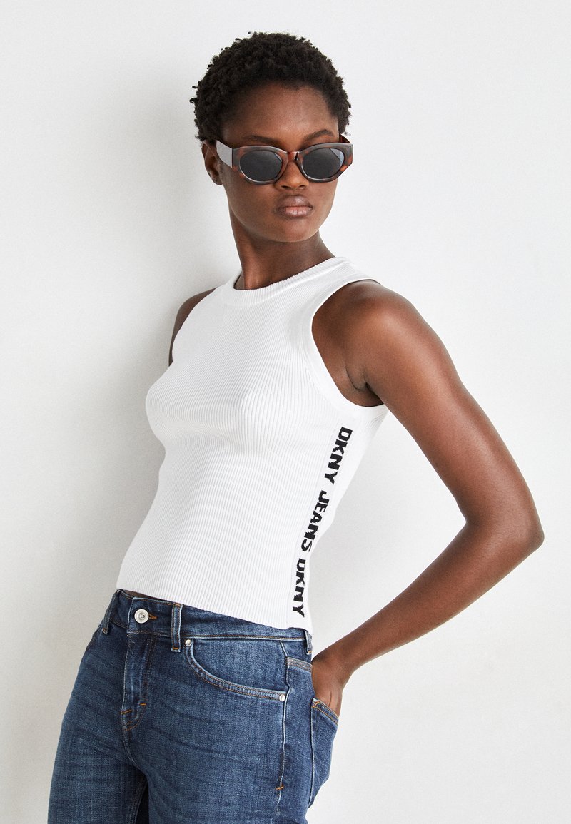 DKNY SIDE LOGO TANK CREW NECK - Topper - white