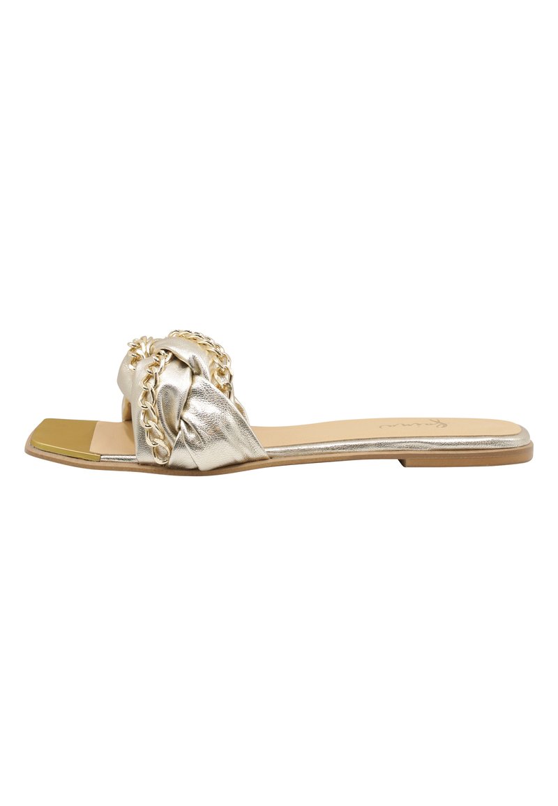 Damen Sneaker | faina Pantolette flach gold/goldfarben - KP54824 Damen Sneaker | faina Pantolette flach gold/goldfarben - KP54824