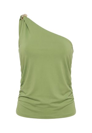 Ulla Popken, ONE SHOULDER RUCHED BLOUSE - Bluse - grass green