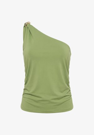 Ulla Popken, ONE SHOULDER RUCHED BLOUSE - Bluse - grass green