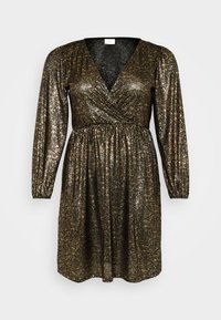 CARMINA PELLA FOIL WRAP DRESS - Džersejové šaty - black/gold