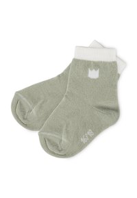 Grüne Socken aus Baumwollmischung mit weißen gerippten Bündchen und kleinem Kronenlogo. Sie zeichnen sich durch eine weiche Textur und ein abgerundetes Zehendesign aus.