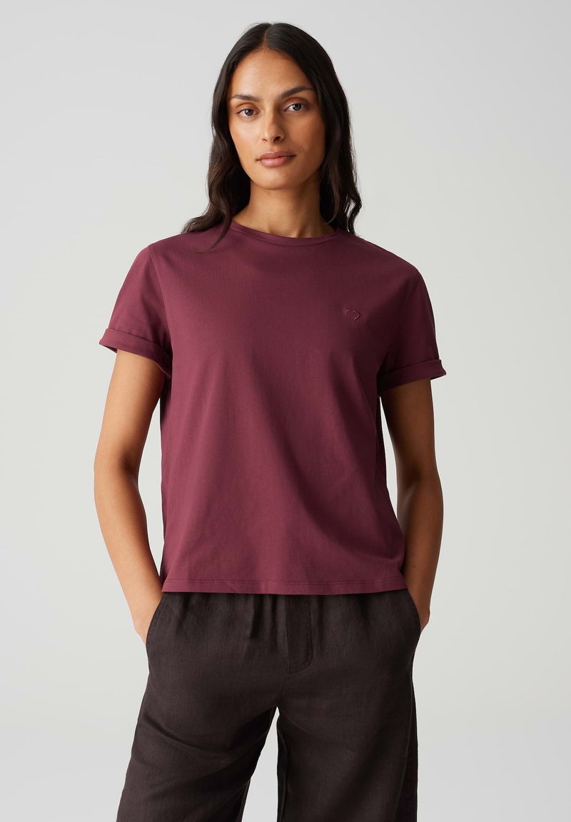 OPUS - SERZ HEART DETAIL - Basic T-shirt - cassis, Enlarge