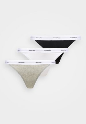 THONG STRETCH 3 PACK  - Tanga - black/classic white/grey heather