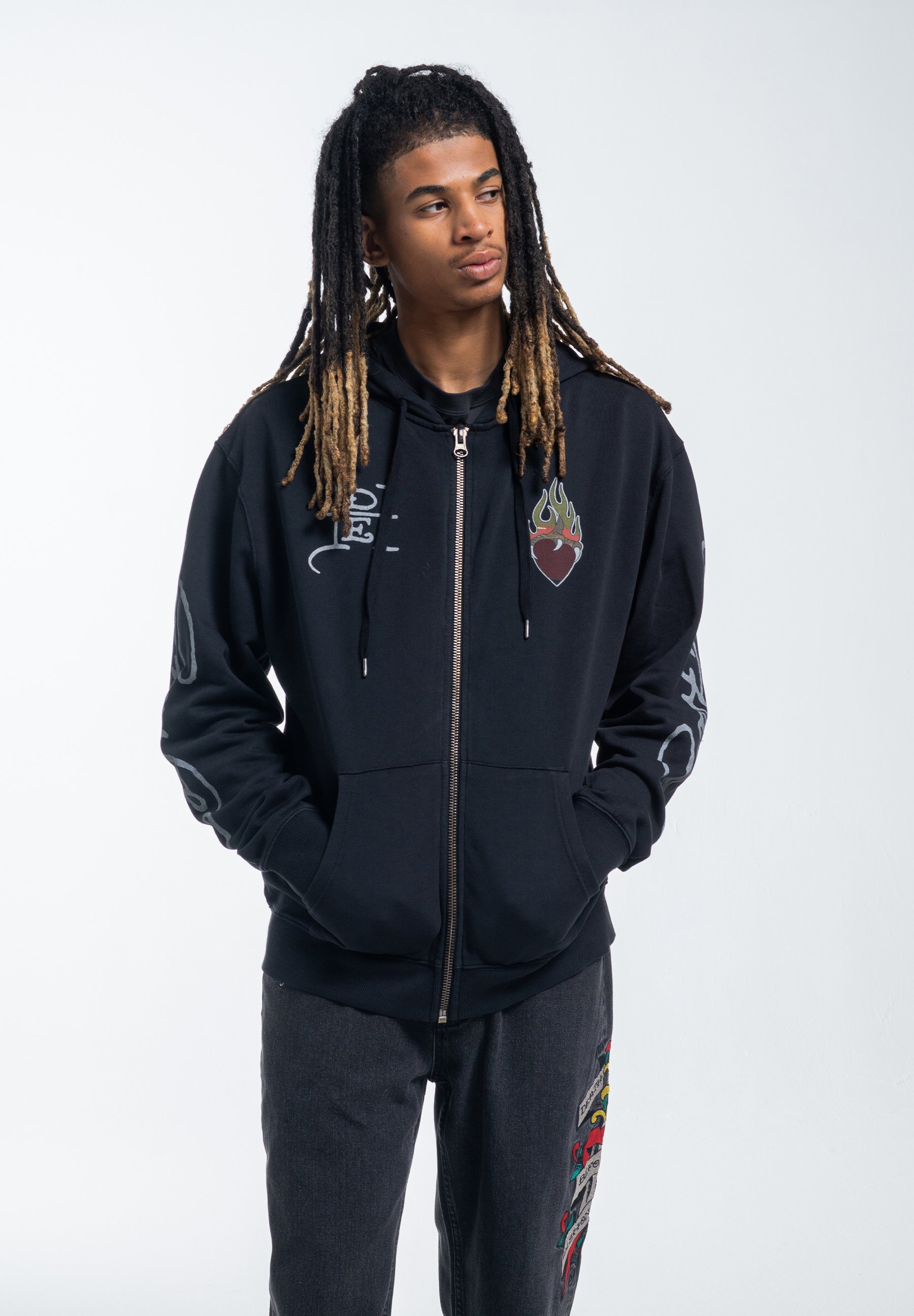 Ed Hardy HELL CATZ ZIP THROUGH - Zip-up sweatshirt - black - Zalando