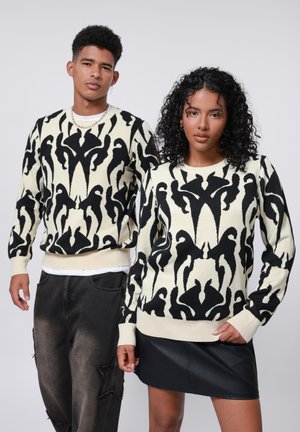 UNISEX - Stickad tröja - beige/black