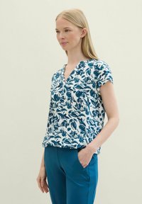 TOM TAILOR Bluse - blue abstract floral design