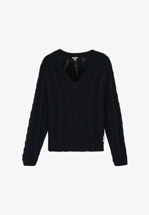 Wrangler, V NECK CABLE KNIT - Striktrøje - dark sapphire