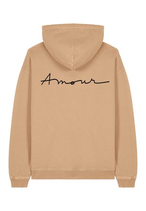 AMOUR EMBROIDERY UNISEX VINTAGE - Sweat à capuche - beige