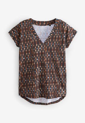 Next, V-NECK SLEEVE 3 PACK - REGULAR FIT - T-Shirt print - apricot stripe white