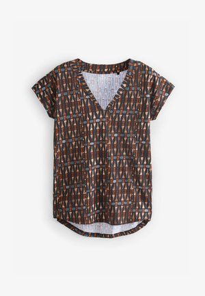Next, V-NECK SLEEVE 3 PACK - REGULAR FIT - T-Shirt print - apricot stripe white
