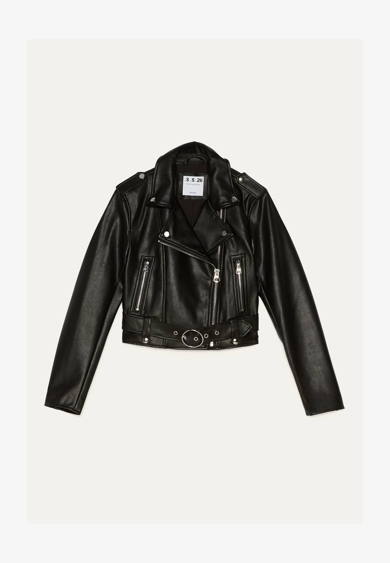 Bershka Bikerjacke Aus Kunstleder Faux Leather Jacket Black Zalando De