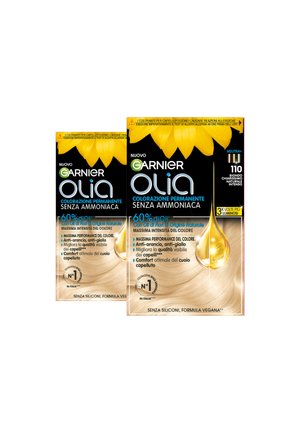 GARNIER TINTA CAPELLI OLIA COLORAZIONE PERMANENTE SENZA AMMONIACA PER UNA FRAGRANZA DELICATA COPRE IL 100% DEI CAPELLI BIANCHI CON OLI DI FIORI DI ORIGINE NATURALE - 2 PACK - Tinte capelli - biondo chiarissimo naturale intenso