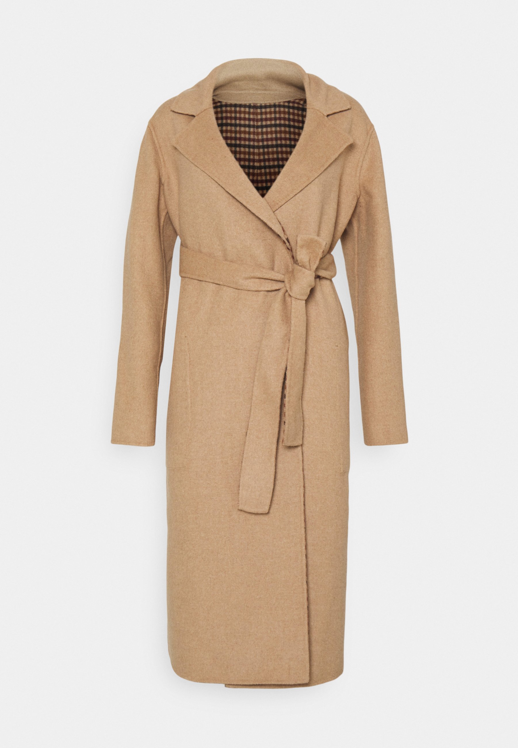 long camel wrap coat