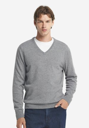 V-AUSSCHNITT  - Strickpullover - grey