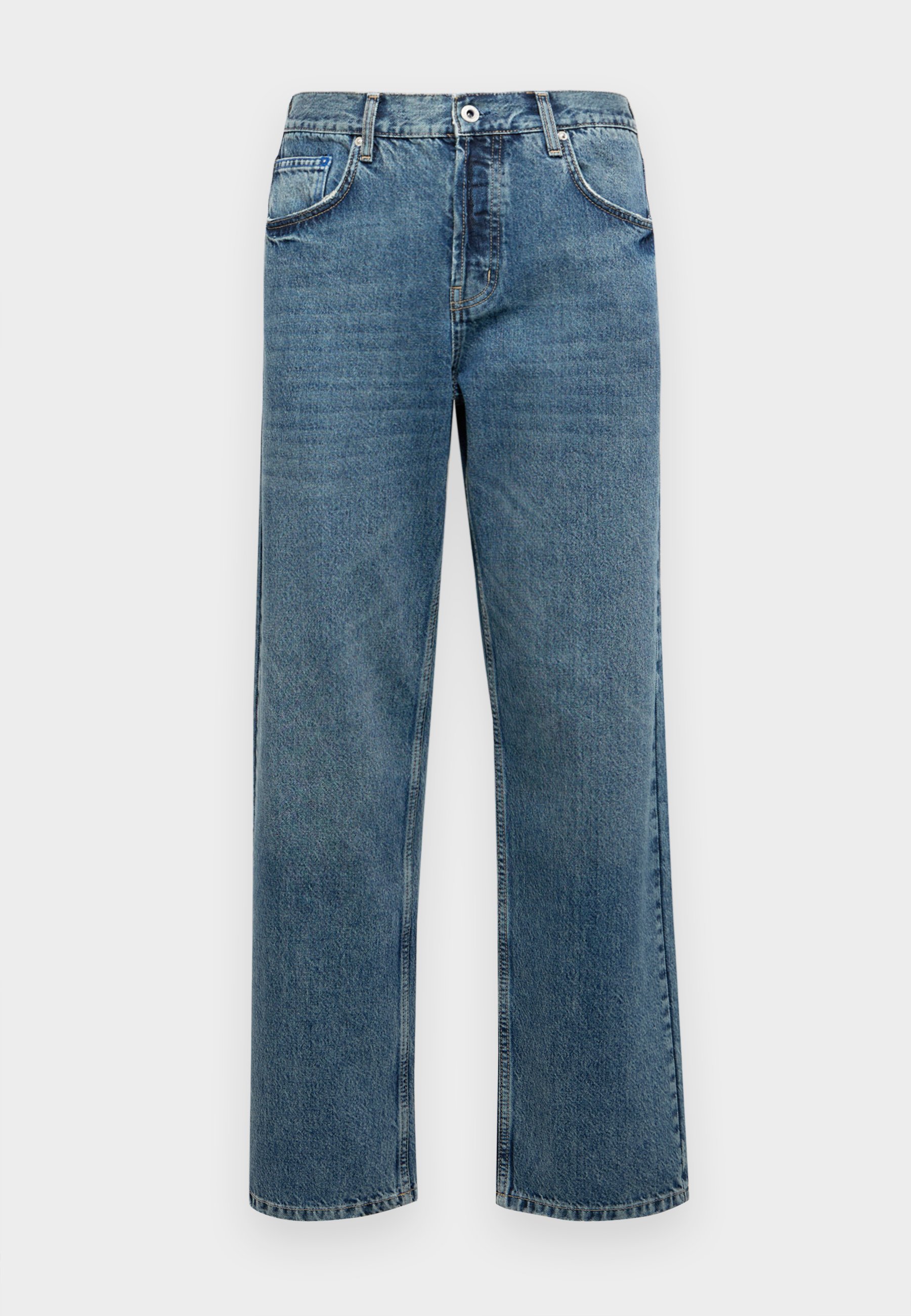 Visual washed dark blue jeans