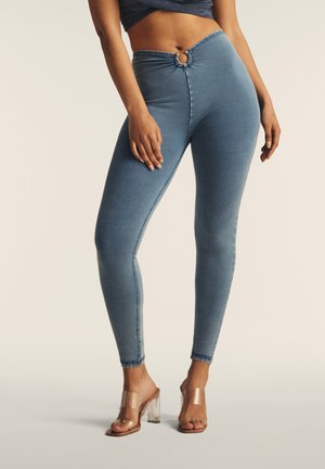 7/8 VITA ALTA CON ANELLO - Jeggings - denim blu medio blue seams