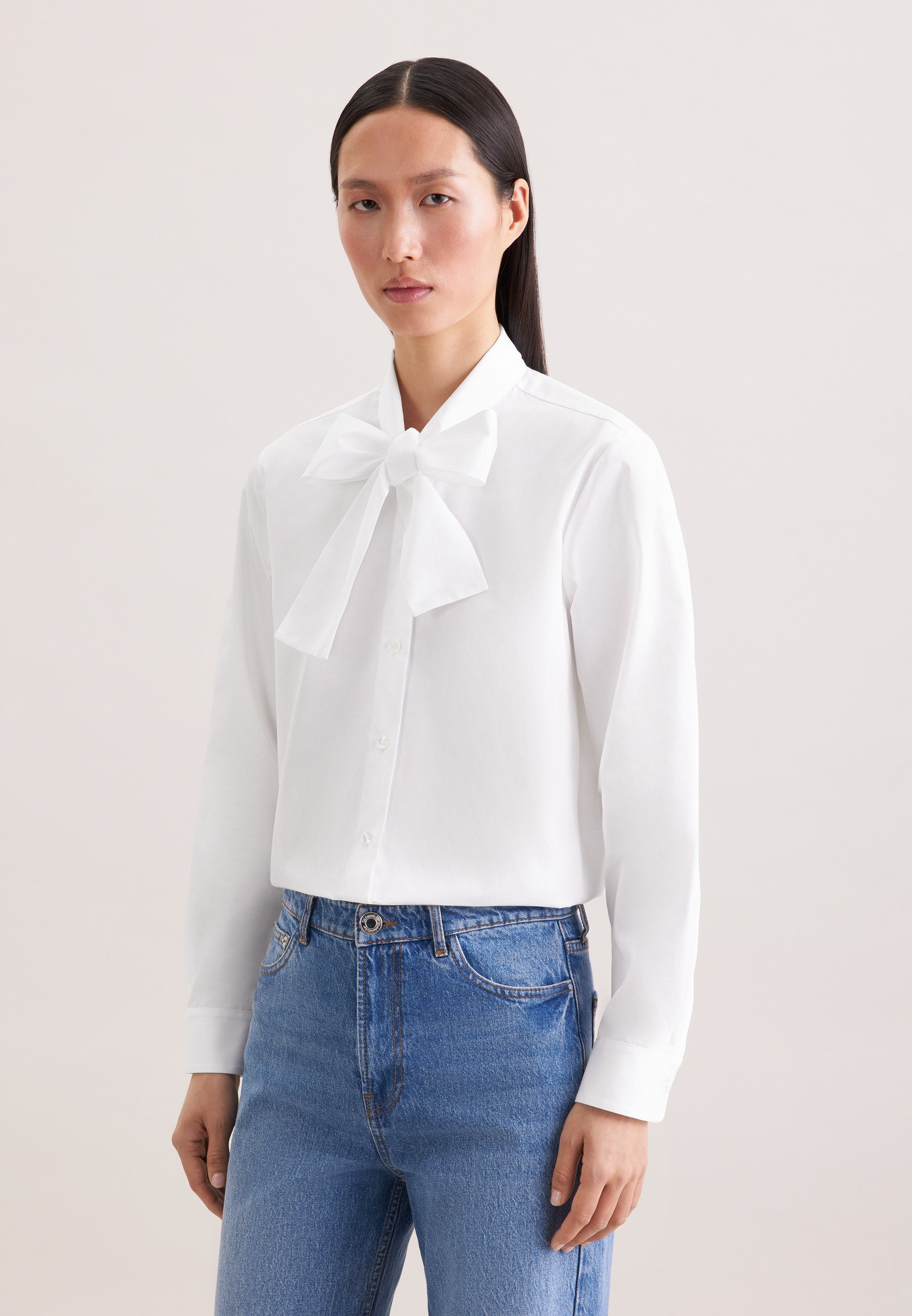 Chemisier Tunique En Mousseline Blanc à Papillons - Taille 12, Occasion Très Bon état, Devant Noué