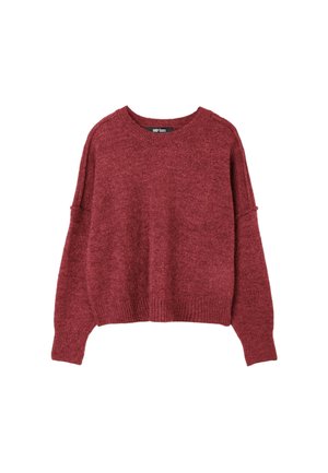 Stradivarius, ROUND NECK KNIT JUMPER - Maglione - mottled dark red