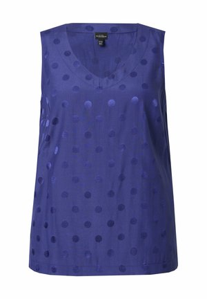 Ulla Popken, TEXTURED POLKA DOT SLEEVELESS - Débardeur - ink blue