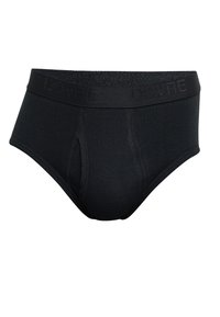 Sorte briefs i glat stof med en blød elastisk talje med præget brandtekst. Struktureret for komfort og pasform.