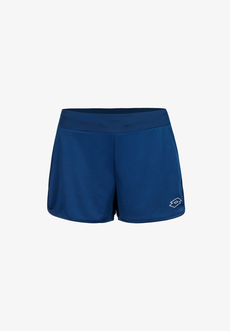 Pantaloni sportivi blu navy con cintura elastica, realizzati in tessuto morbido, con un piccolo logo bianco sul lato destro inferiore.