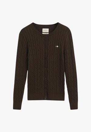 GANT, CABLE CARDIGAN - Neuletakki - deep brown