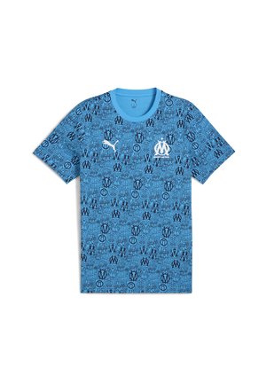 OLYMPIQUE DE MARSEILLE FTBLCULTURE MIT ALLOVER - T-shirt con stampa - bleu azur new navy