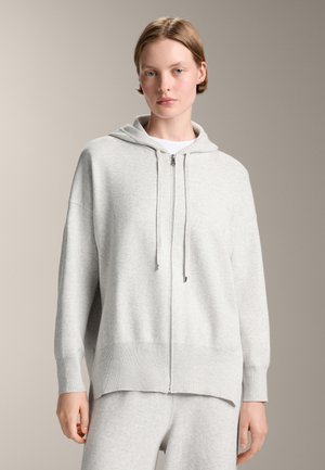 OYSHO HOODED LONG KNIT - Kardigan - mottled light grey
