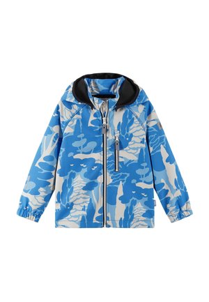 Blau-weiß tarnmuster Kapuzenjacke mit Frontreißverschluss, Reißverschluss-Brusttasche und elastischen Bündchen an den langen Ärmeln.