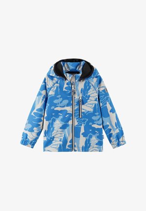 Blau-weiß tarnmuster Kapuzenjacke mit Frontreißverschluss, Reißverschluss-Brusttasche und elastischen Bündchen an den langen Ärmeln.